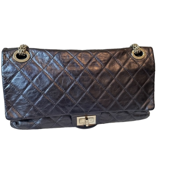 EUC Chanel 2.55 Handbag 334753 |Collector Square in a blue purple leather color - Picture 3 of 14